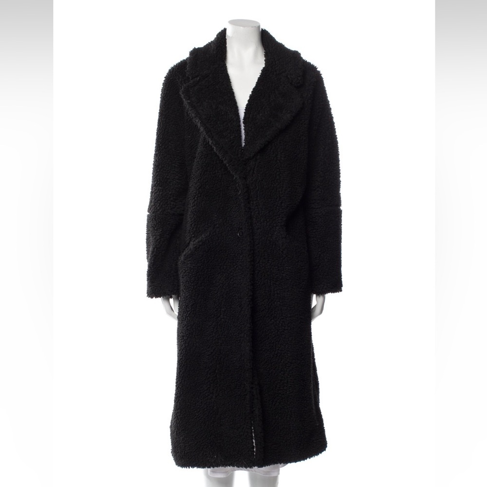 Maje Black Teddy Jacket Plush Oversized Fit